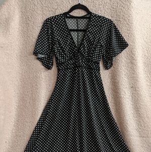Polka Dot Maxi Dress with Flair Sleeves